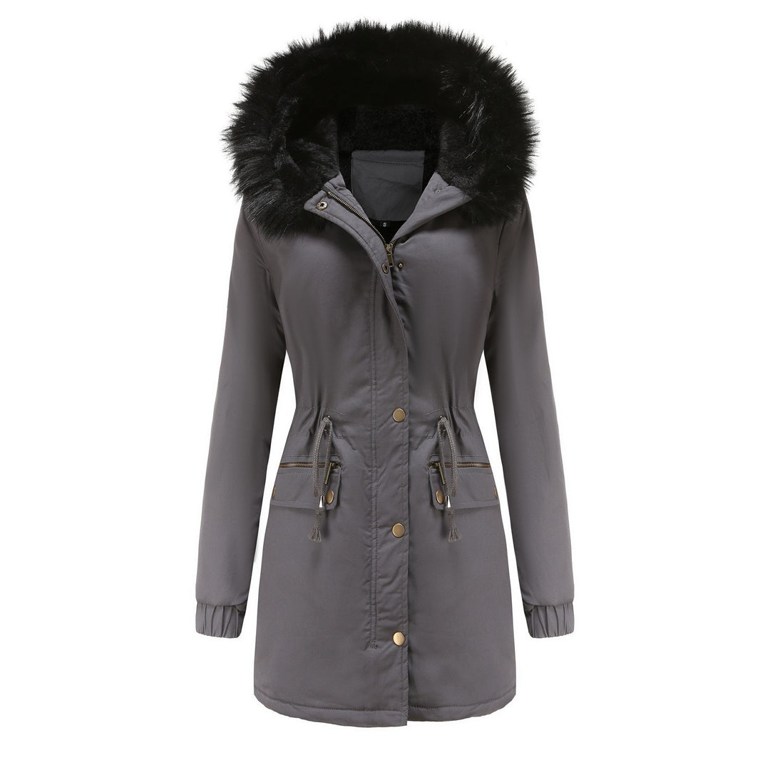 Plush Hooded Parka, Thick Zip-Up Mid-Length Winter Jacket