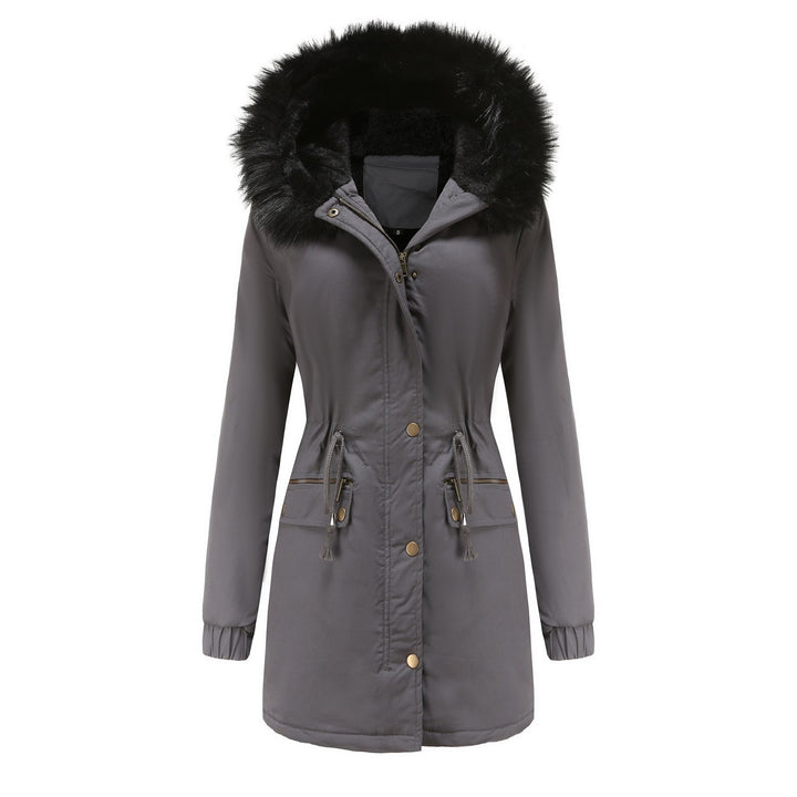 Plush Hooded Parka, Thick Zip-Up Mid-Length Winter Jacket