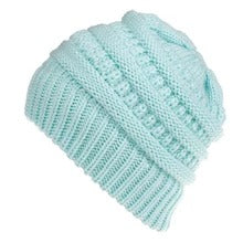 Mixed Colour Knitted Ponytail Beanie For Women, 56-58cm
