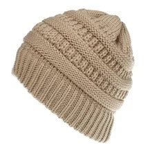 Mixed Colour Knitted Ponytail Beanie For Women, 56-58cm