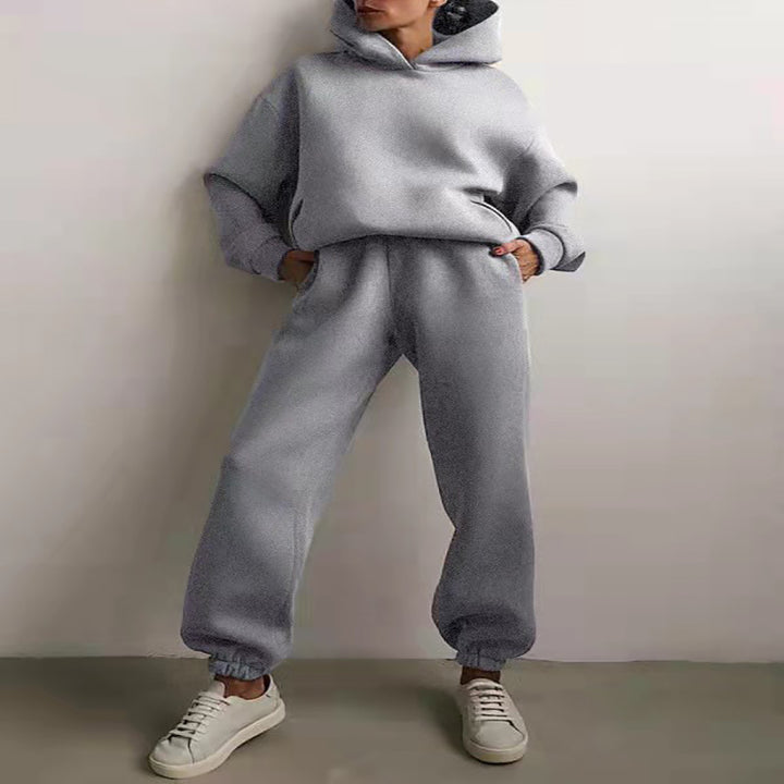 Woman in a hoodie and joggers tracksuit