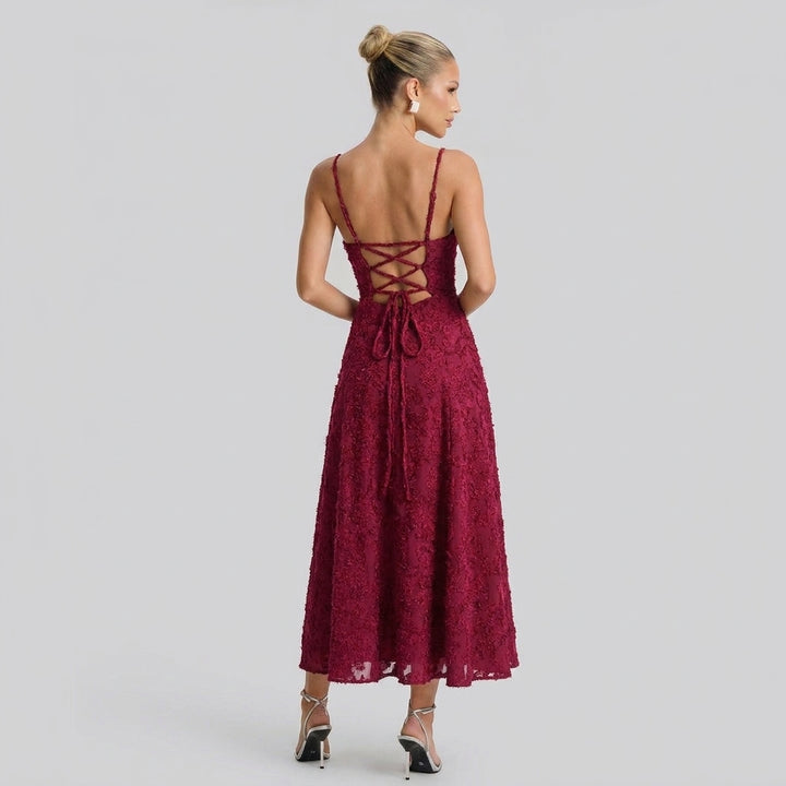 Stella | Spaghetti Strap Jacquard Slip Maxi Dress