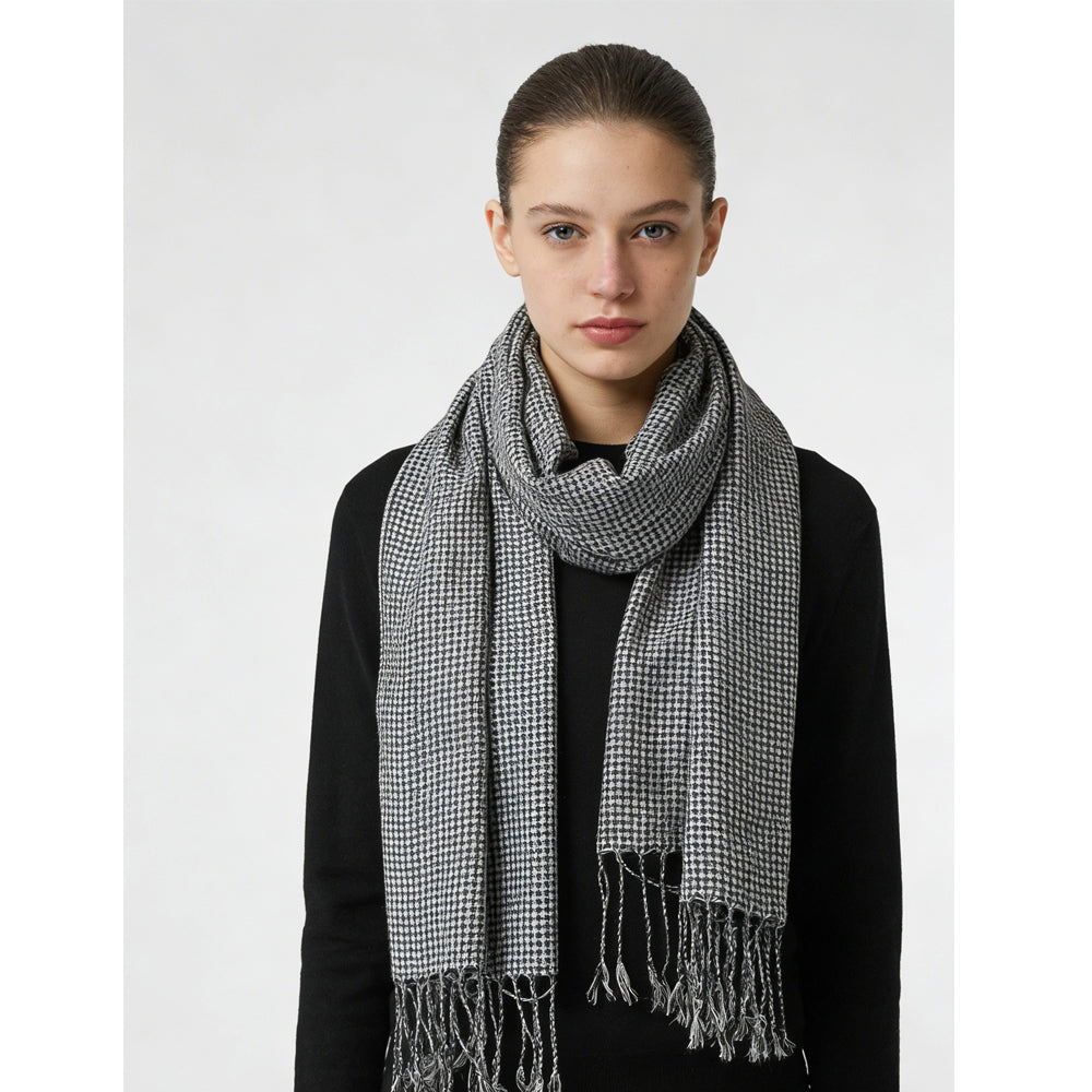 Black And White Graphic Jacquard Scarf For Women And Men