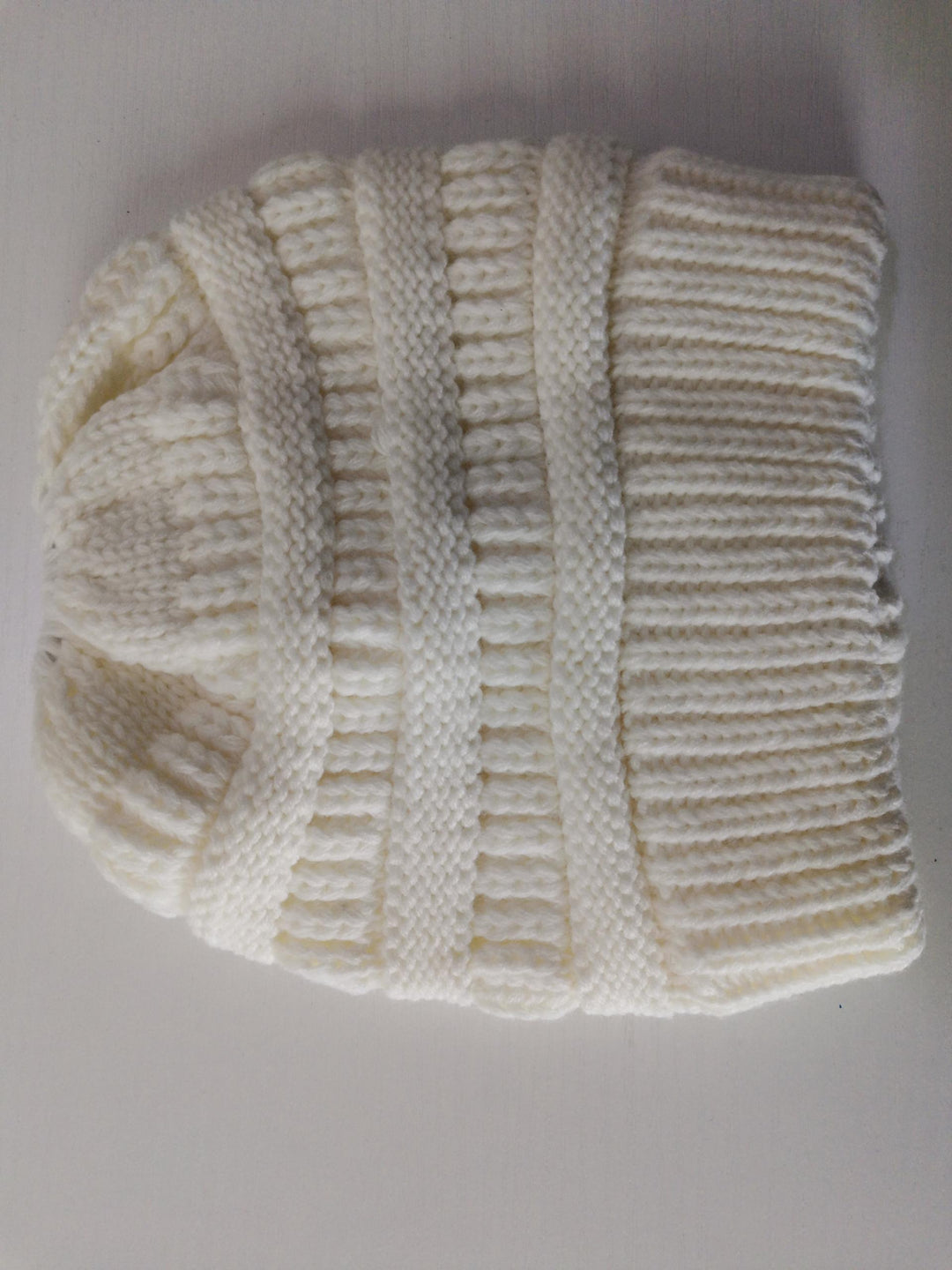 Mixed Colour Knitted Ponytail Beanie For Women, 56-58cm