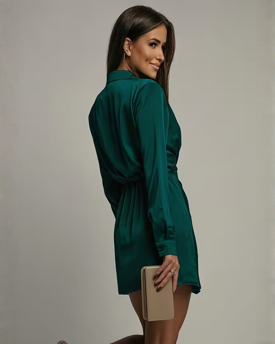 Elena | Long Sleeve Mini Dress with Wrap Detail