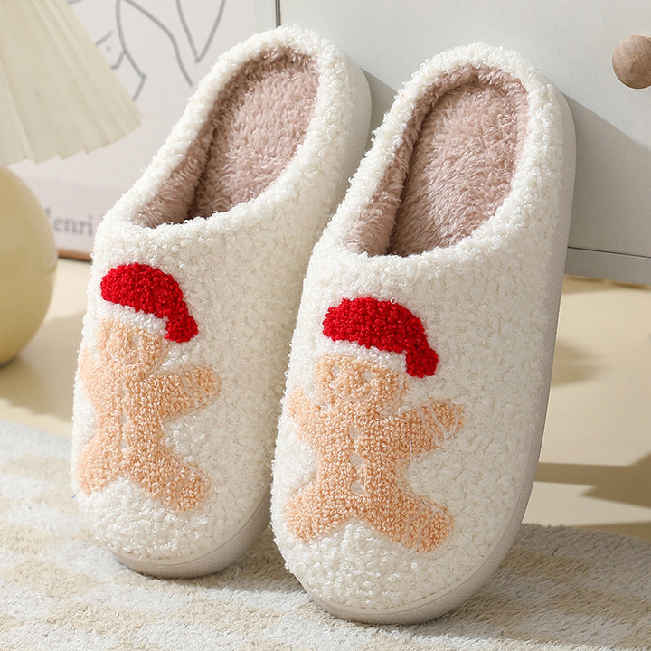 Christmas slippers with Santa, gingerbread and moose designs