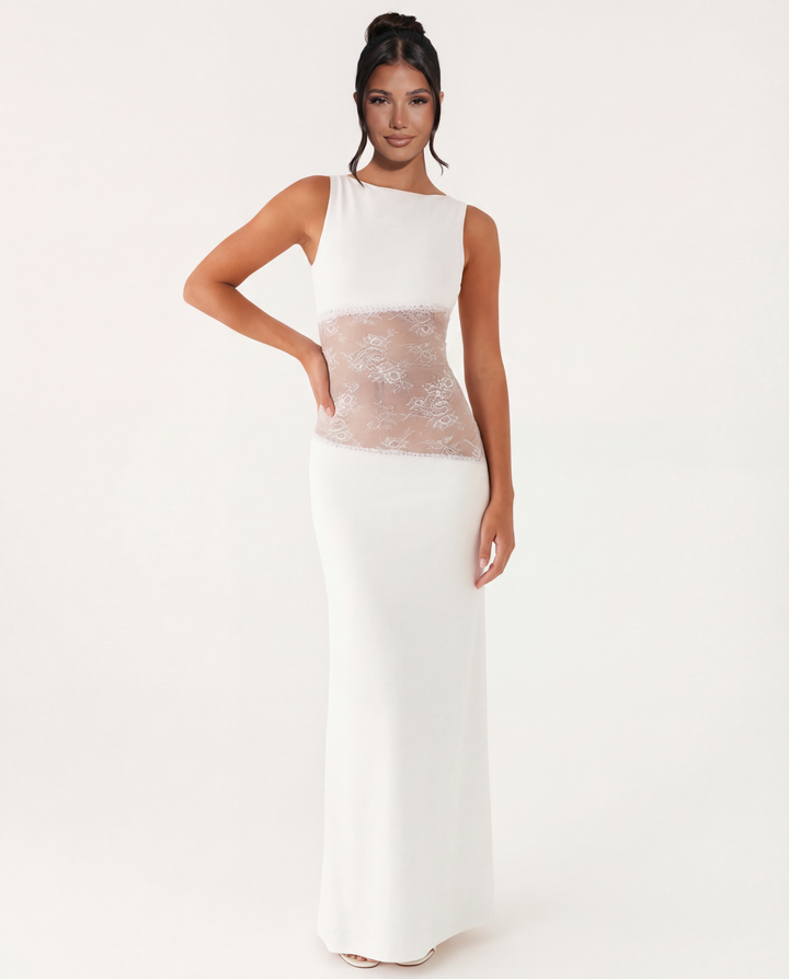 Marta | Lace Waist Open Back Maxi Dress