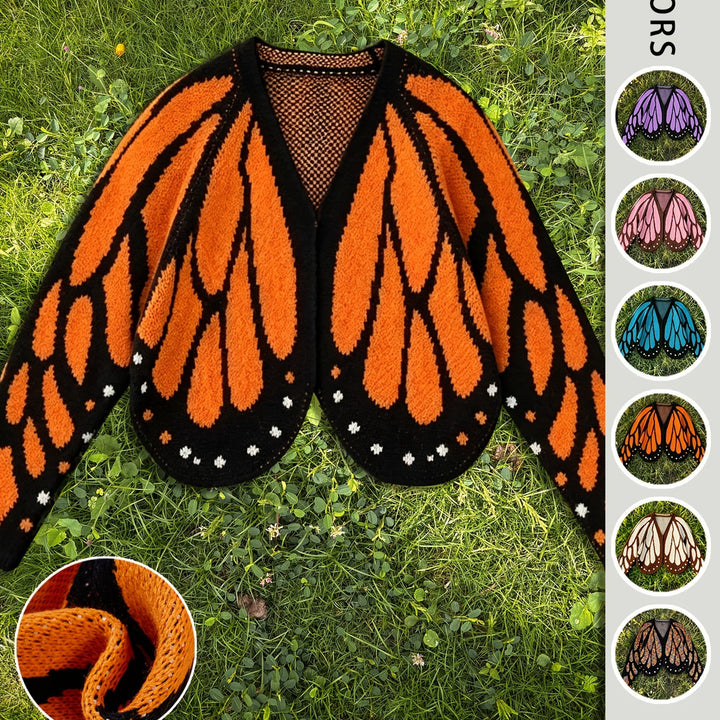 Butterfly Knit Cardigan, Open Front Long Sleeve Jumper