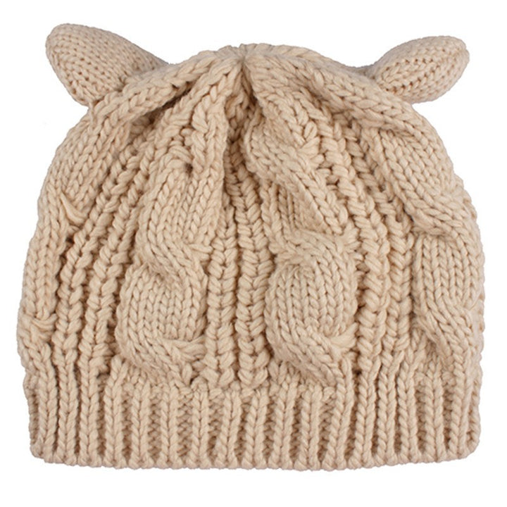 Cute Cat Ear Beanie – Hand-Knitted 3D Winter Hat