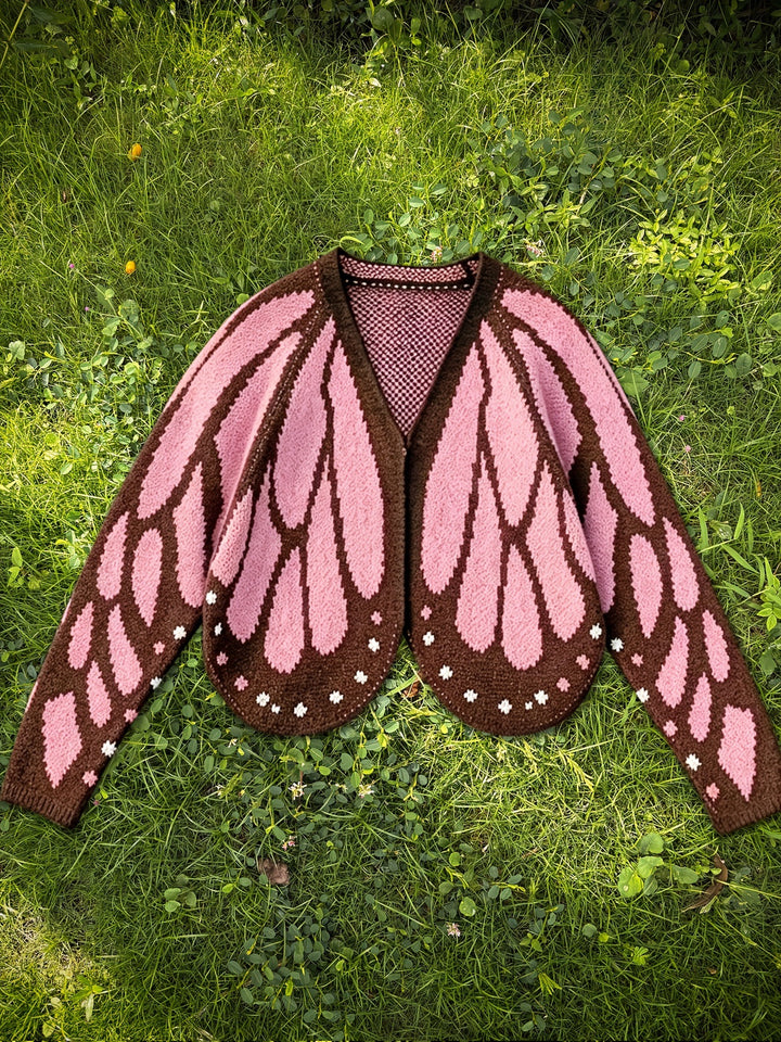 Butterfly Knit Cardigan, Open Front Long Sleeve Jumper