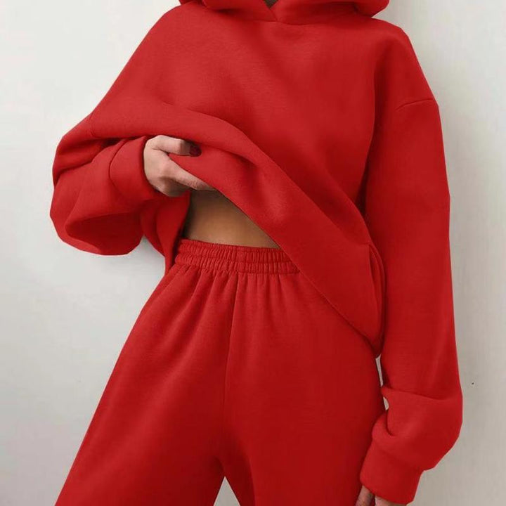 Woman in a hoodie and joggers tracksuit