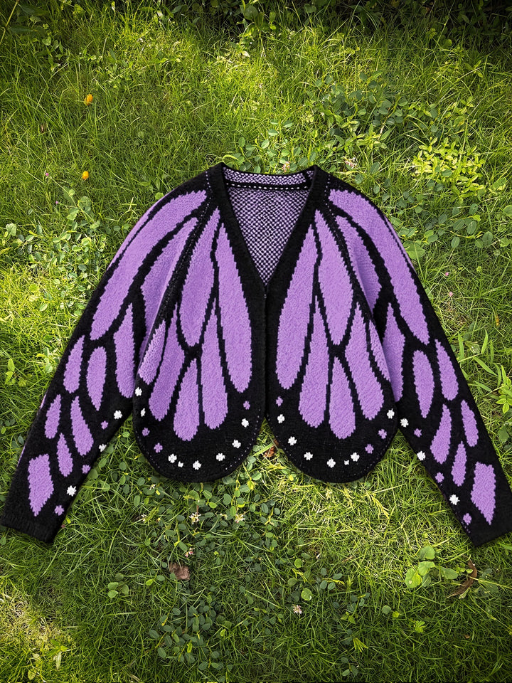 Butterfly Knit Cardigan, Open Front Long Sleeve Jumper