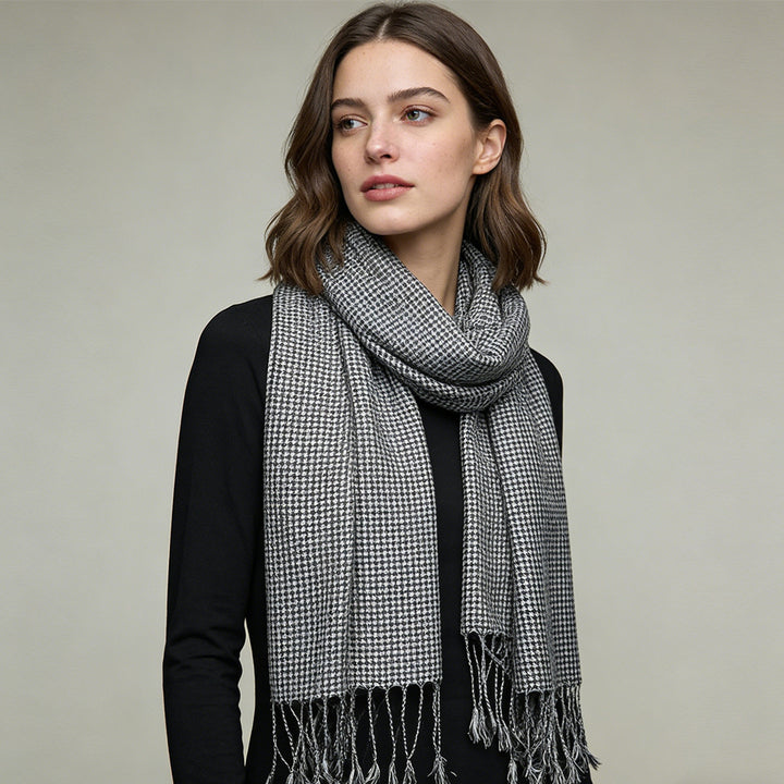 Black And White Graphic Jacquard Scarf For Women And Men