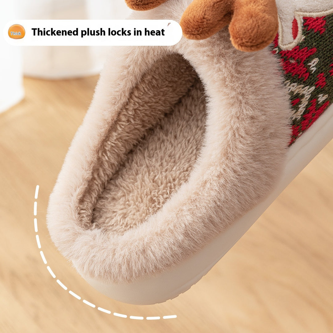 Christmas Reindeer Slippers – Cute Plush Non-Slip Slippers