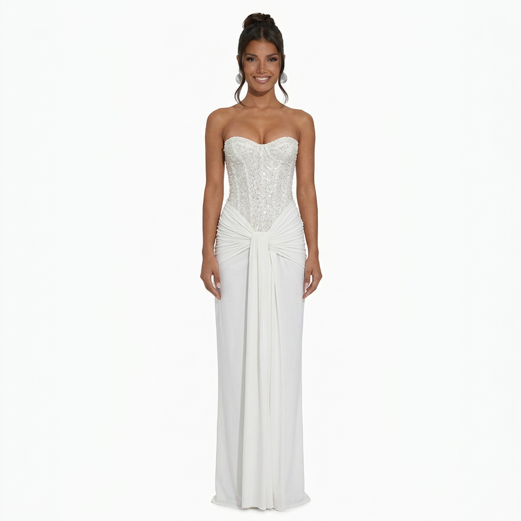 Auriel | Long Sleeve Sequin Pleated Maxi Dress