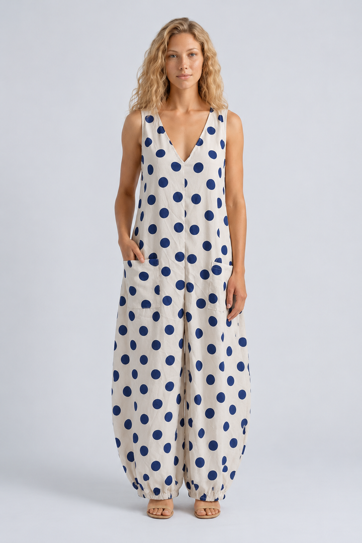 Benita | Polka Dot Wide-Leg Sleeveless Jumpsuit