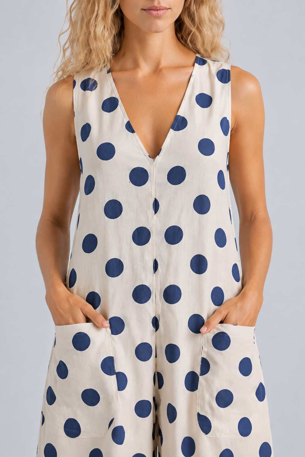 Benita | Polka Dot Wide-Leg Sleeveless Jumpsuit