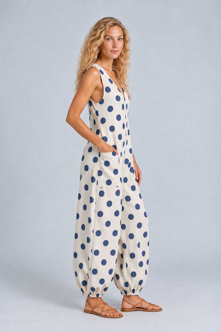 Benita | Polka Dot Wide-Leg Sleeveless Jumpsuit