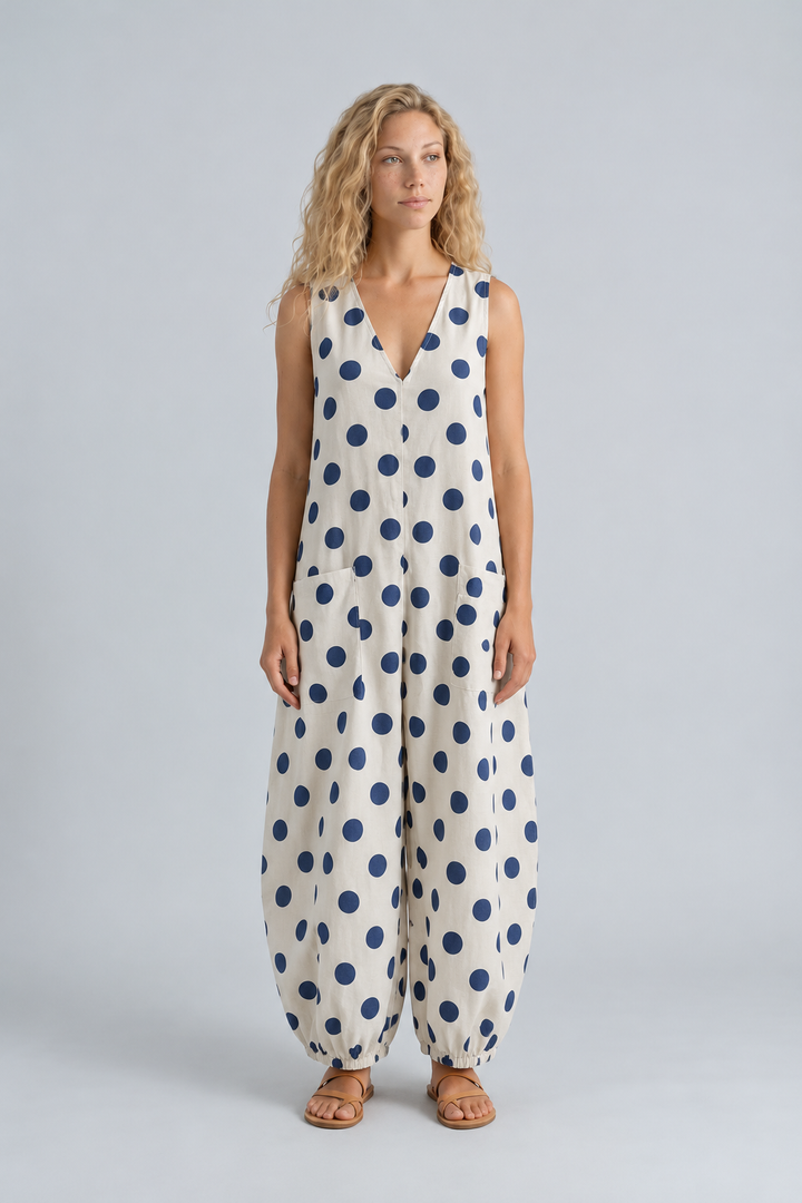 Benita | Polka Dot Wide-Leg Sleeveless Jumpsuit