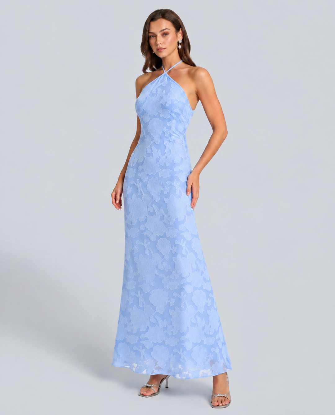 Imogen | Mock Neck Jacquard Maxi Dress
