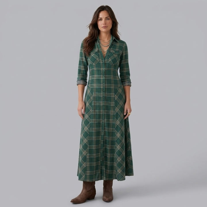 Marilena | Button-Front V-Neck Maxi Dress