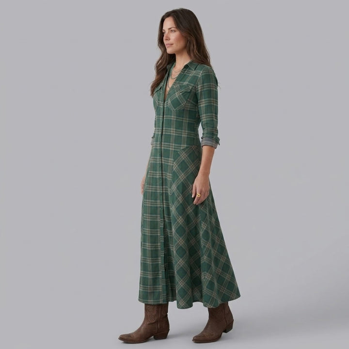Marilena | Button-Front V-Neck Maxi Dress