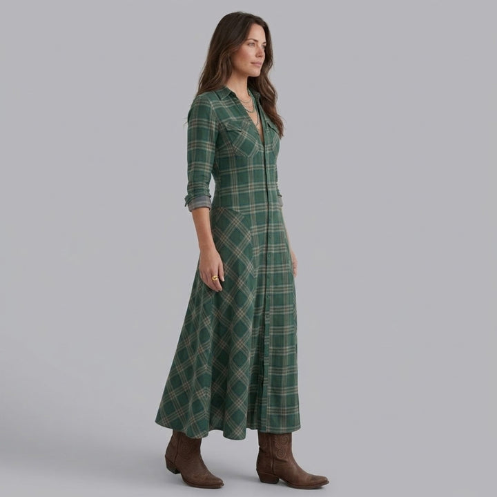 Marilena | Button-Front V-Neck Maxi Dress