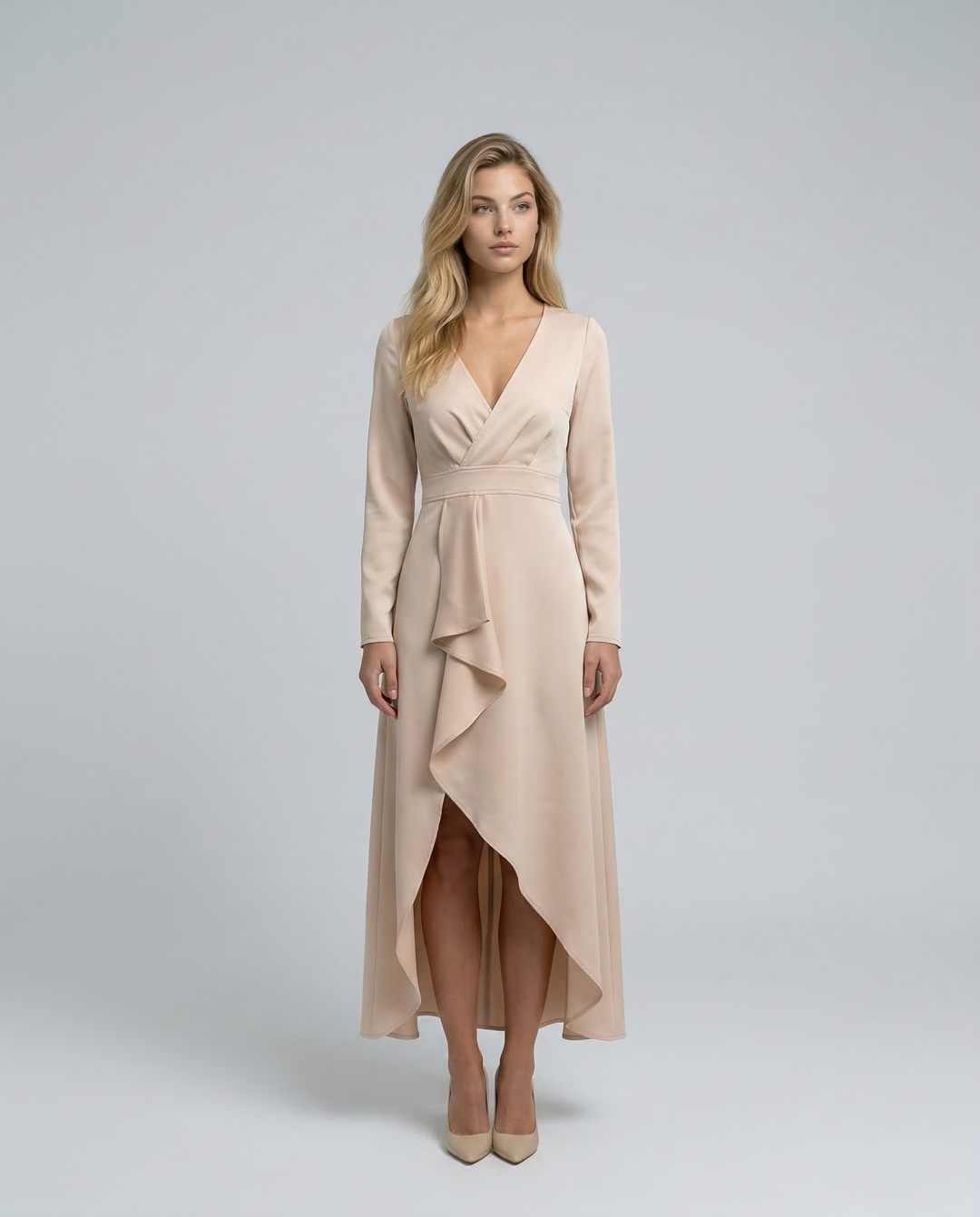 Charlotte | Wrap Midi Dress with Long Sleeves