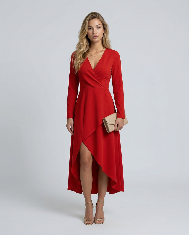 Charlotte | Wrap Midi Dress with Long Sleeves