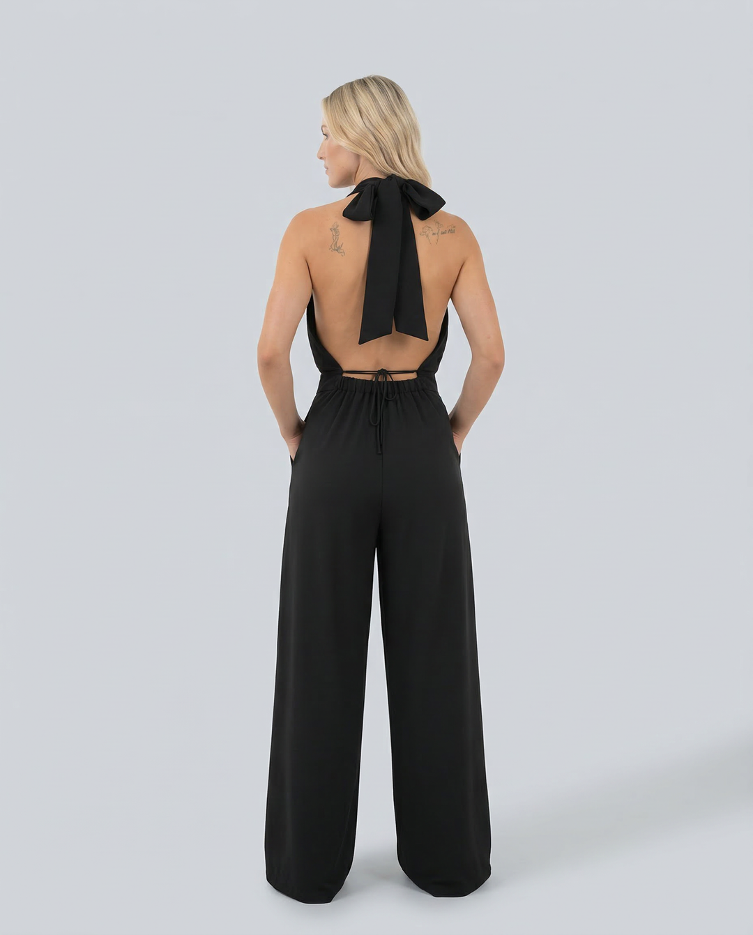 Isabella | V-Neck Ruched Wide-Leg Jumpsuit