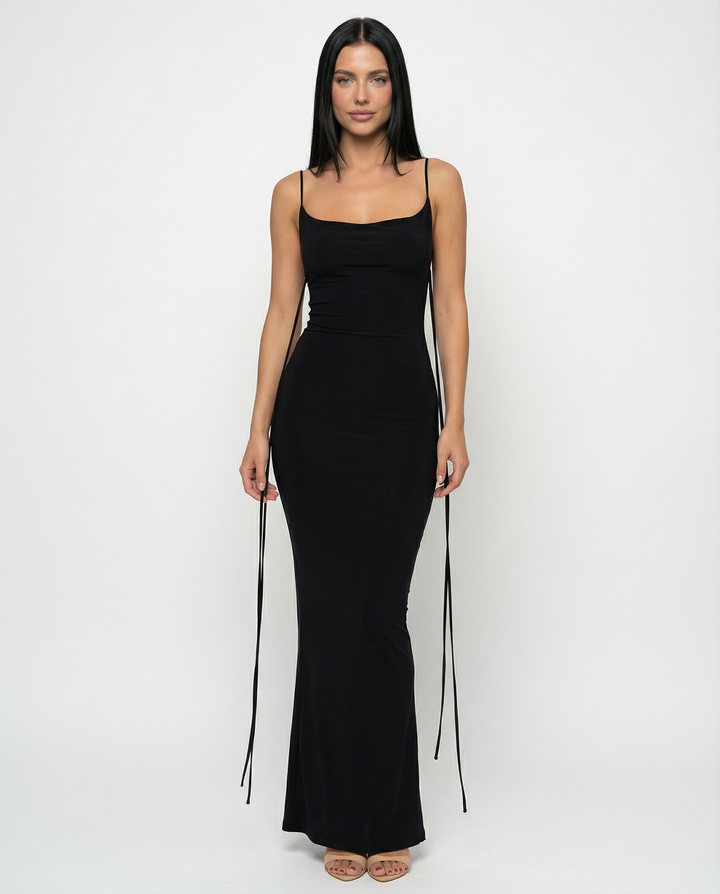 Rosalie | Maxi Dress with Backless Design and Tie Straps