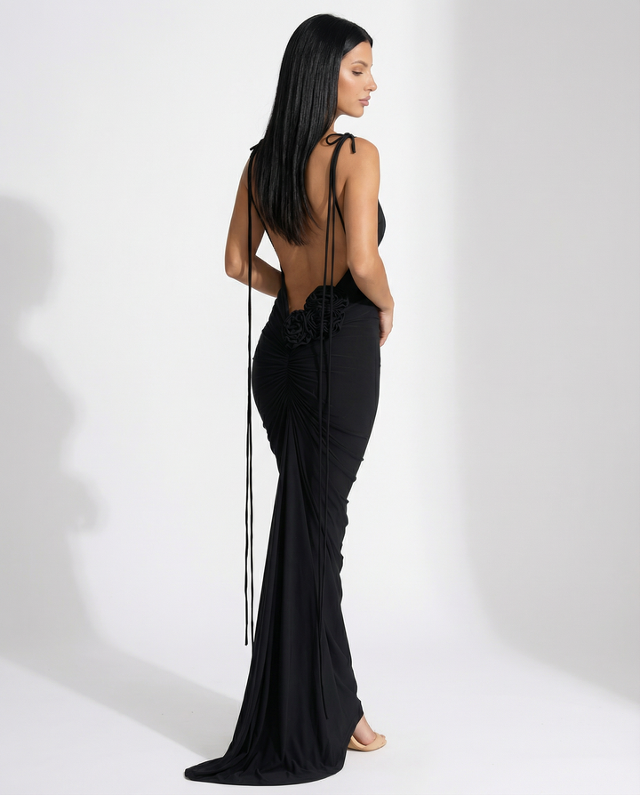 Rosalie | Maxi Dress with Backless Design and Tie Straps