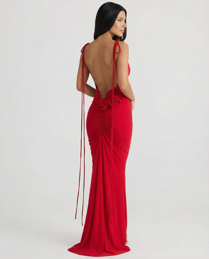 Rosalie | Maxi Dress with Backless Design and Tie Straps
