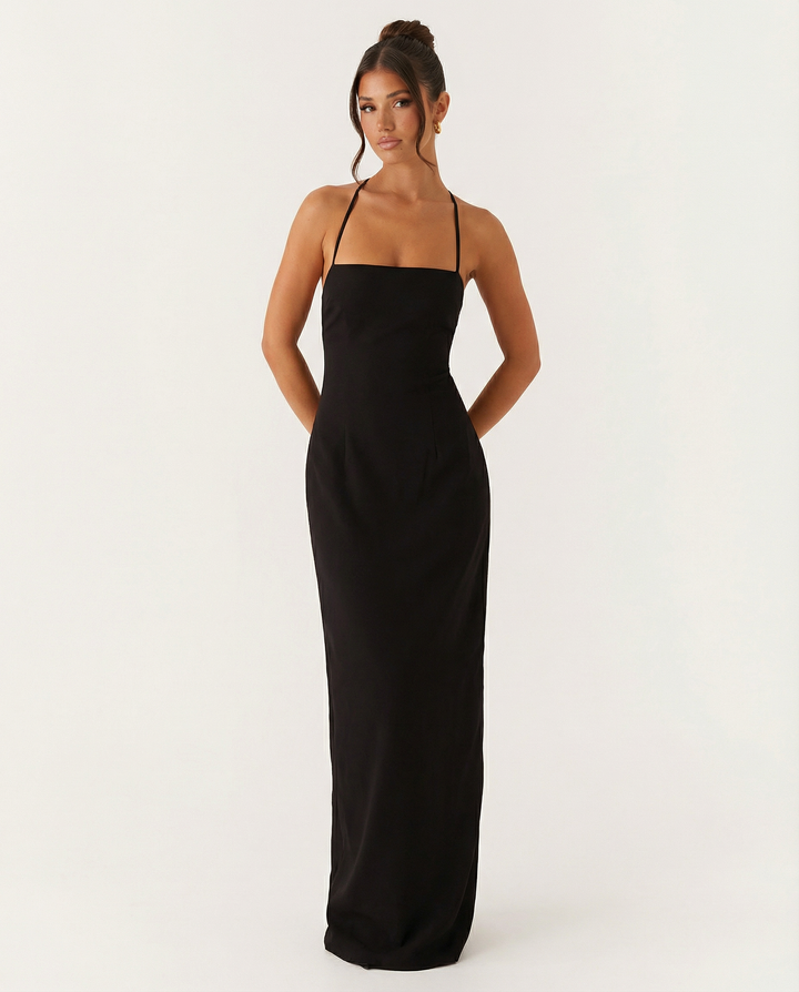 Mayra | Slinky Open Back Criss Cross Strap Maxi Dress