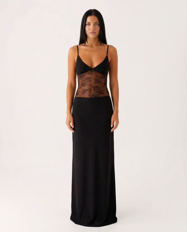 Caitlin | Maxi Dress with Lace Panel and Low Back