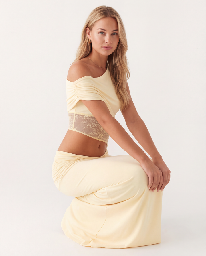 Edna | One-Shoulder Lace Cutout Maxi Dress