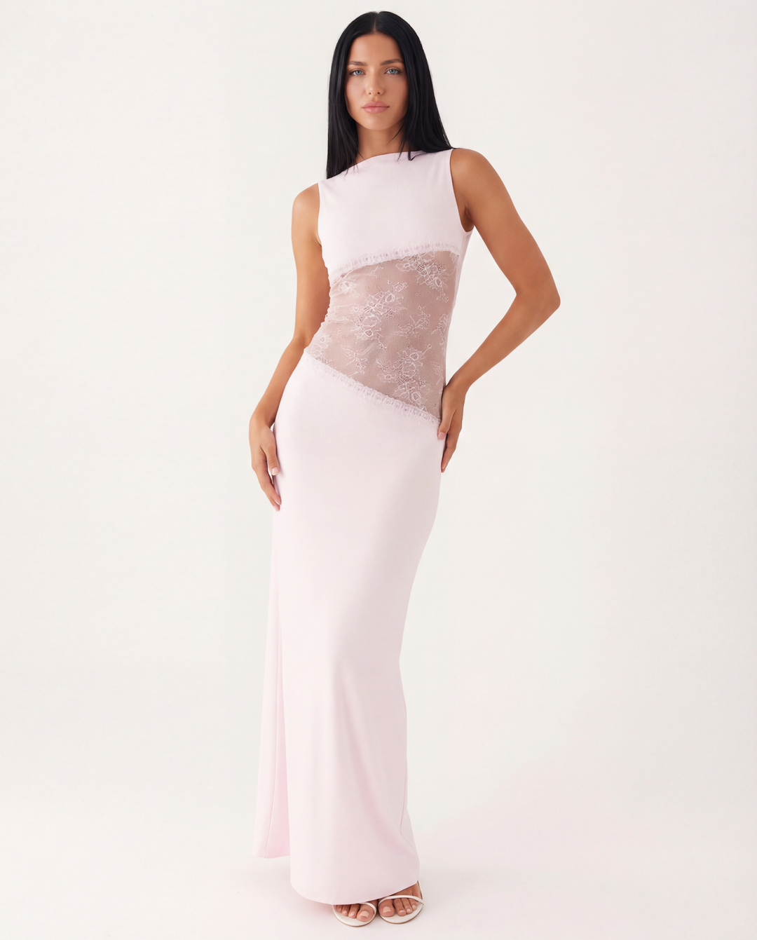 Marta | Lace Waist Open Back Maxi Dress