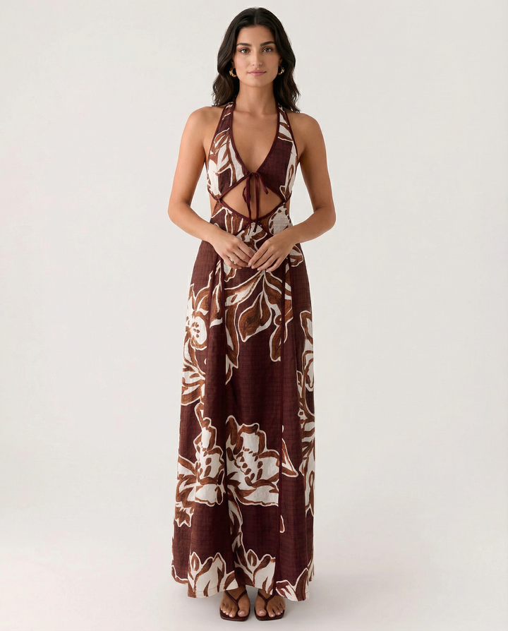 Valerie | Maxi Dress with Halter Cut-Out Detail