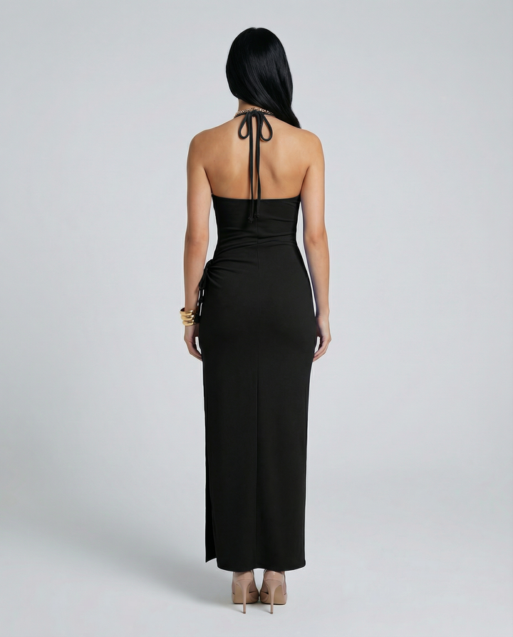 Elara | Halter Maxi Dress with Side Slit