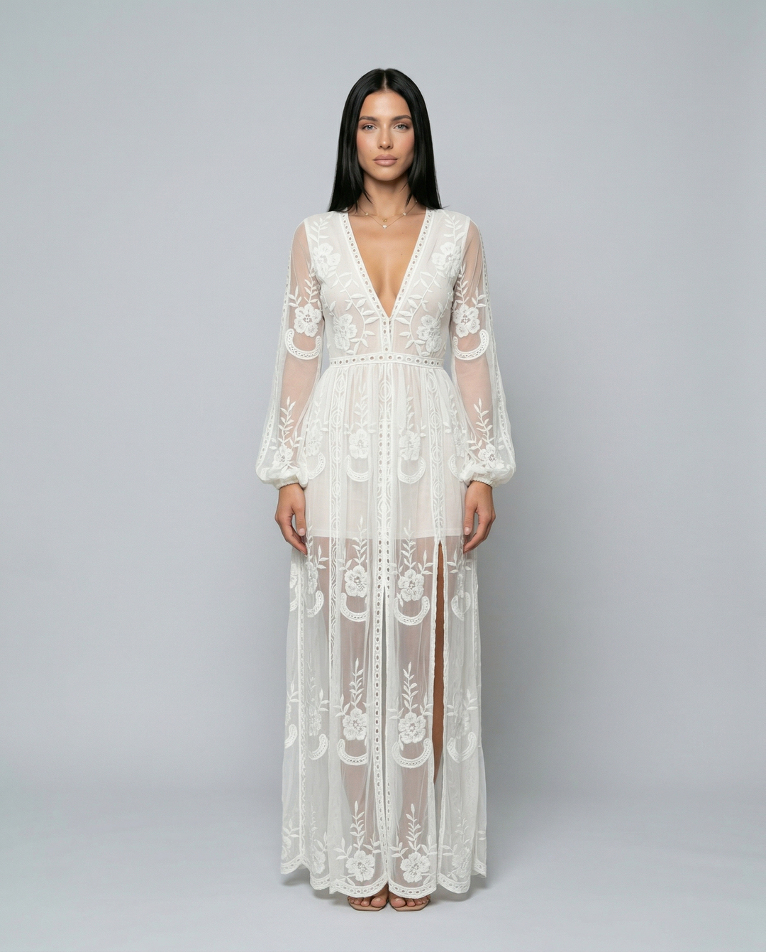 Maxine | Lace Maxi Dress with Long Sleeves