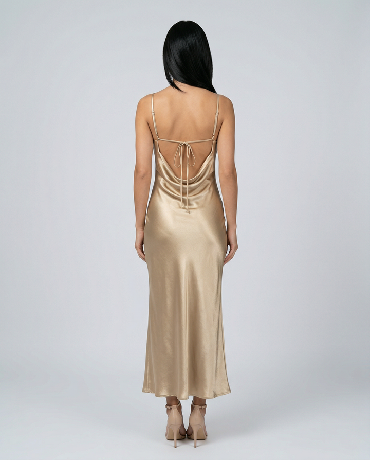 Elsa | Maxi Dress with Cowl Neck and Open Back