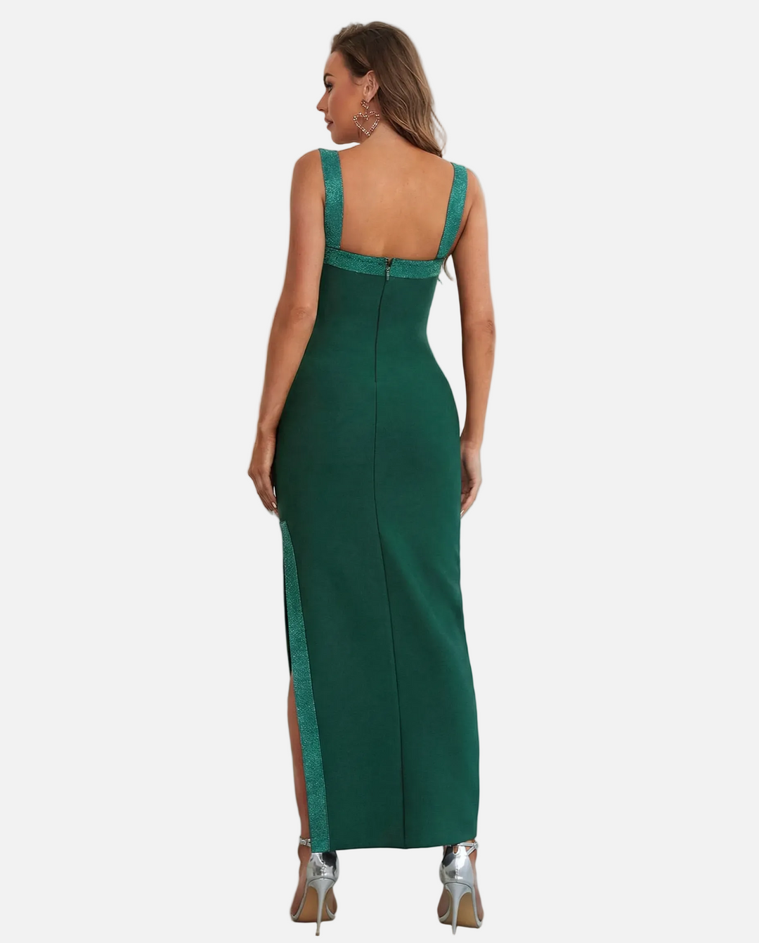 Janet | Bandage Maxi Dress with Square Neck and Side Split