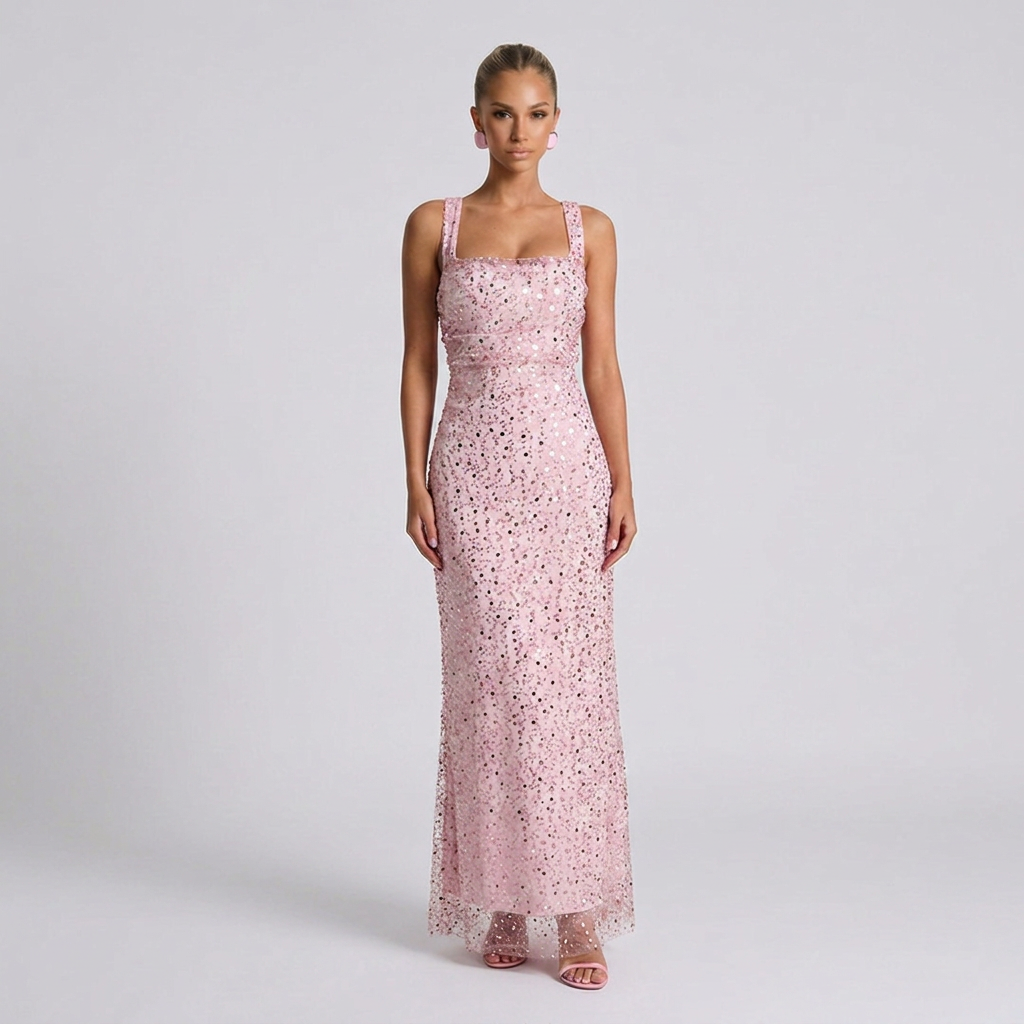 Paige | Sequin Tie-Up Sleeveless Maxi Dress