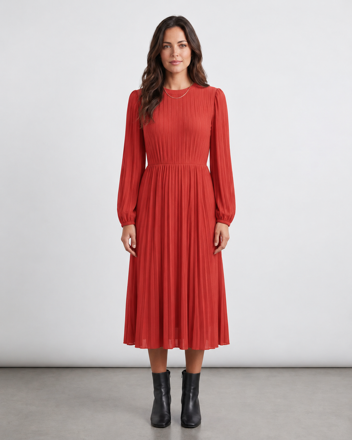 Saskia | Pleated A-Line Wedding Guest Midi Dress