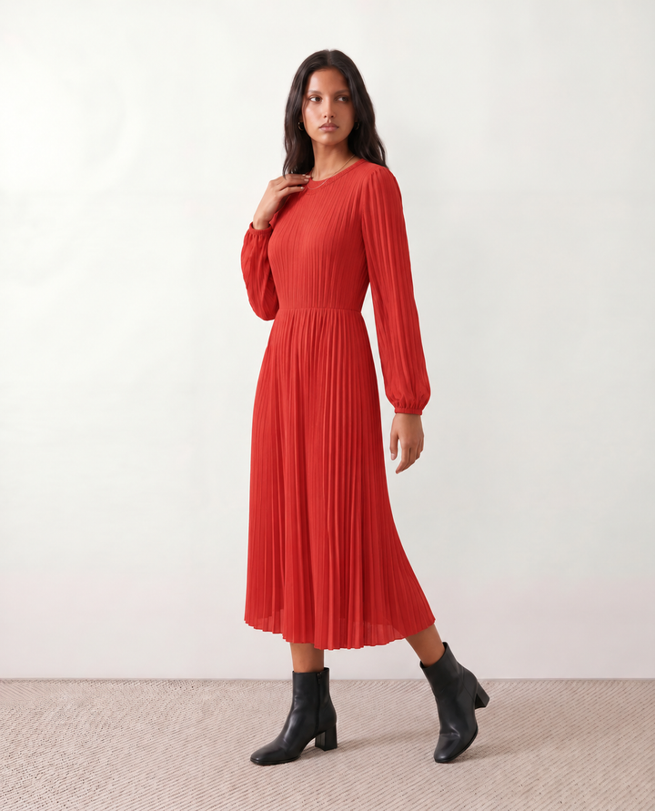 Saskia | Pleated A-Line Wedding Guest Midi Dress