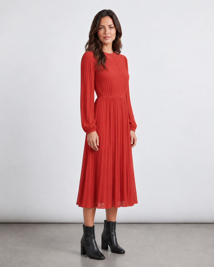 Saskia | Pleated A-Line Wedding Guest Midi Dress