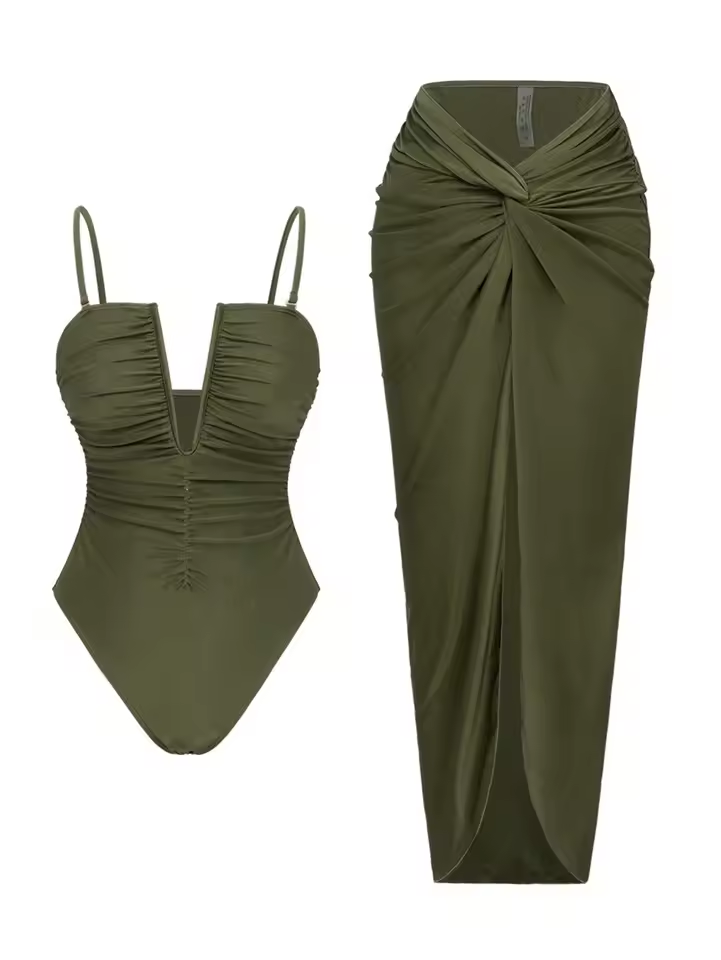 Selene | Pleated Satin Draped Side Split Maxi Dress