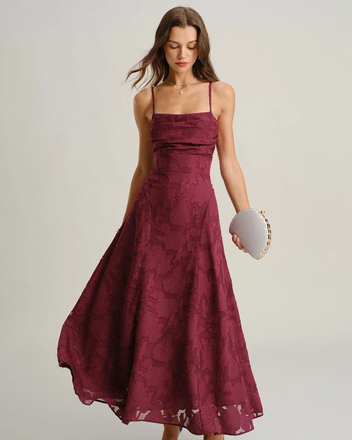 Sienna | Sweetheart Jacquard Slip Midi Dress