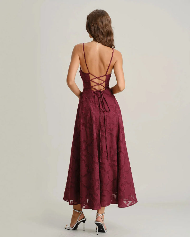 Sienna | Sweetheart Jacquard Slip Midi Dress