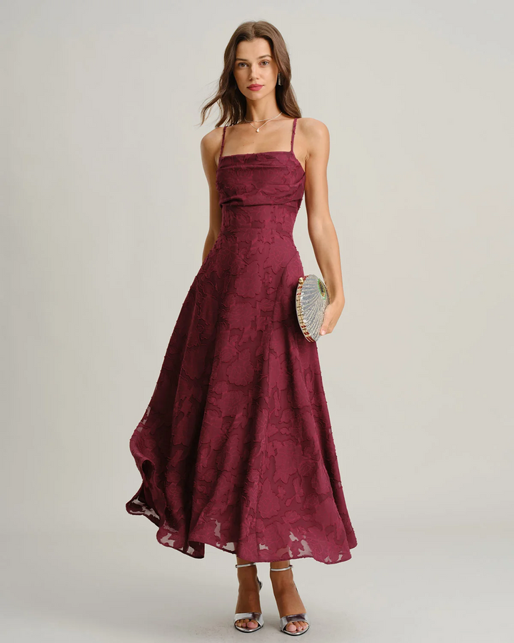 Sienna | Sweetheart Jacquard Slip Midi Dress